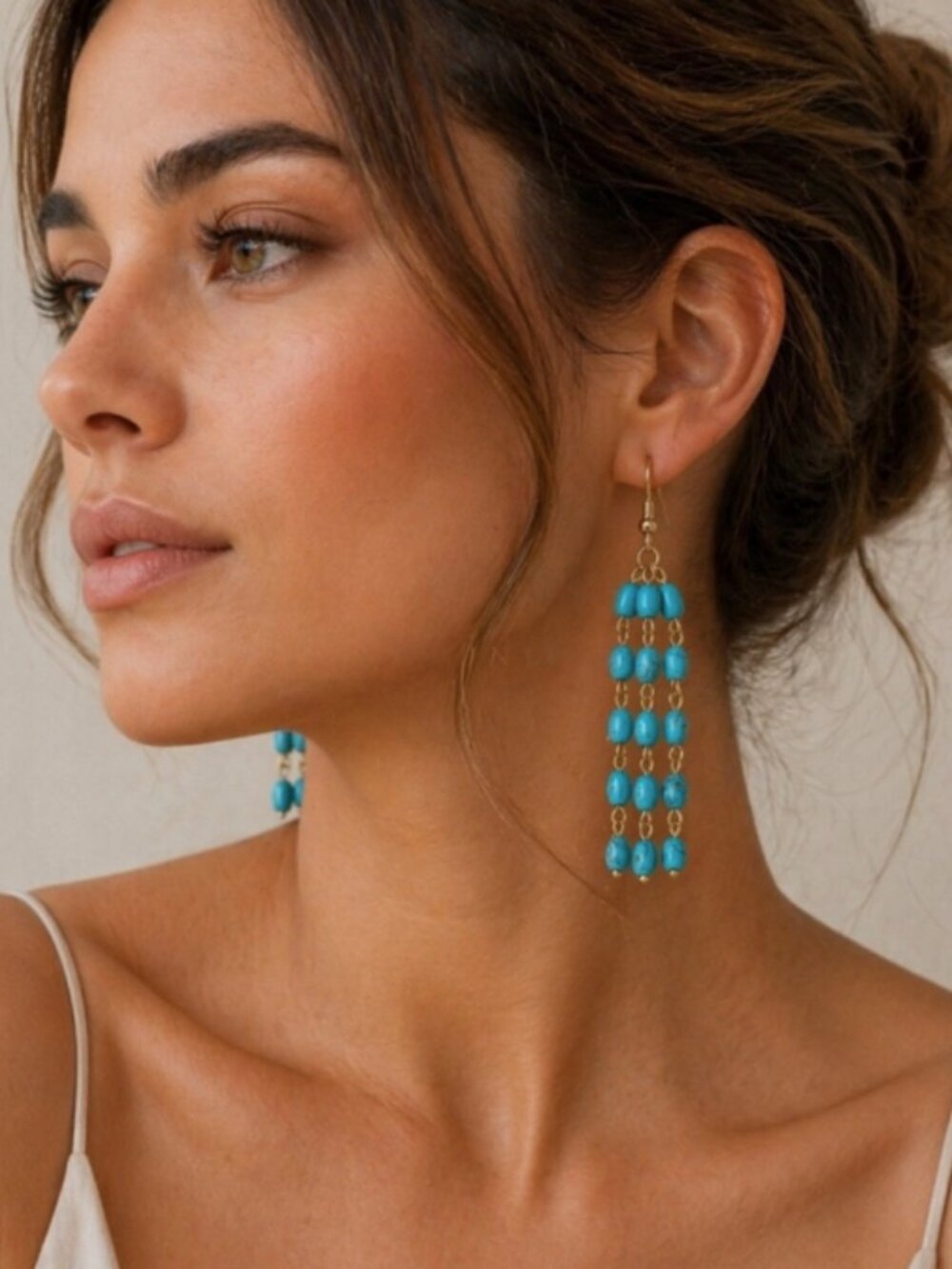 Plunder Turquoise Beaded Dangle Earrings NWT